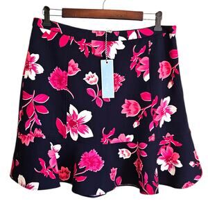 NEW! Draper James Women's Darlington Floral Flutter Skirt Navy Pink Size 10 NWT